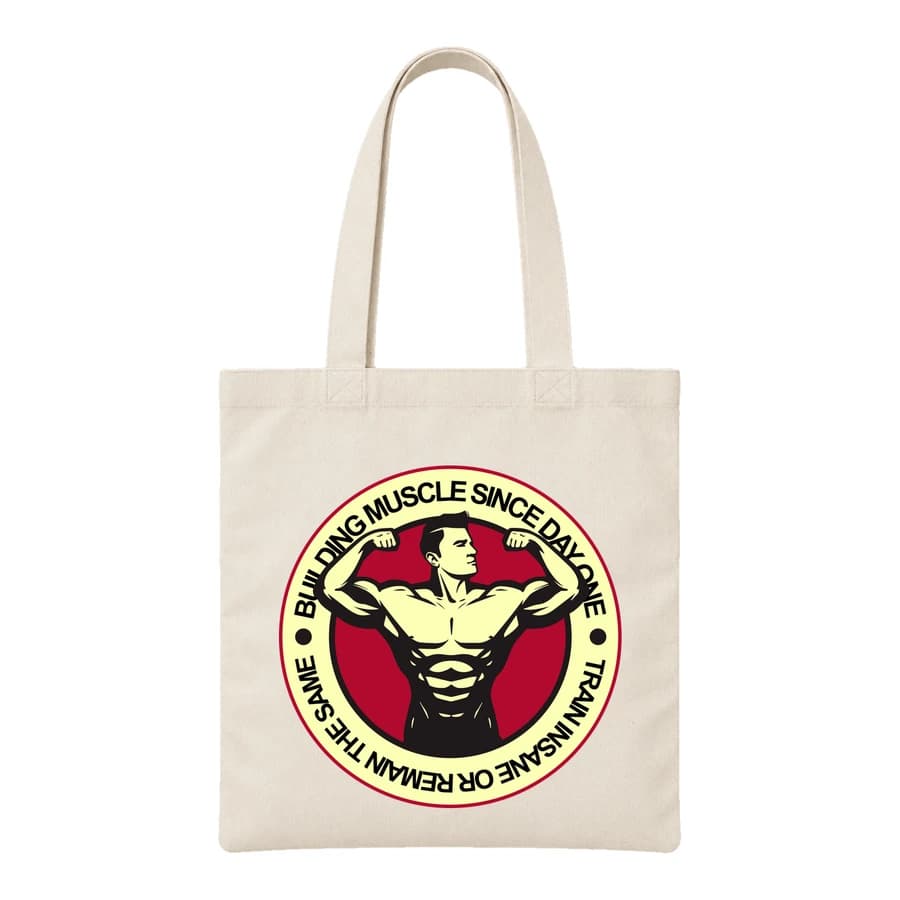 Tote bag — Fitness · Toujours plus fort — Devant — Naturel