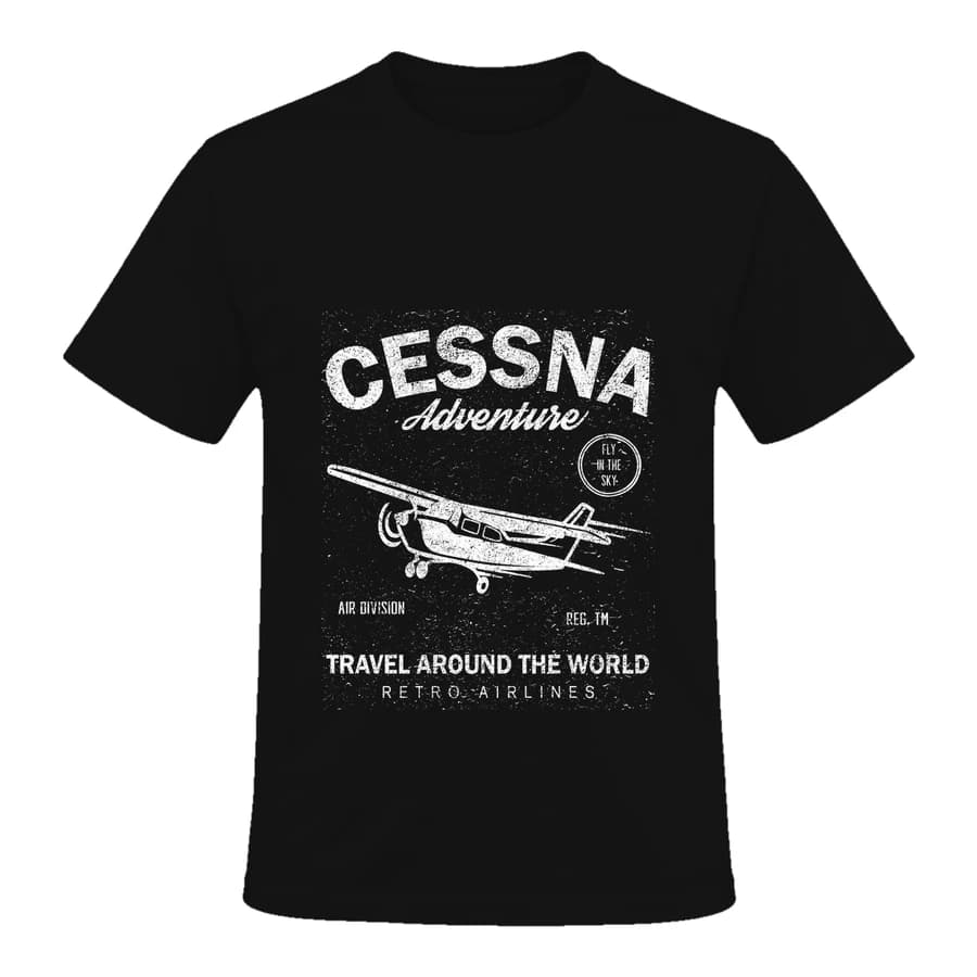 T-shirt — Cessna — Devant — Noir