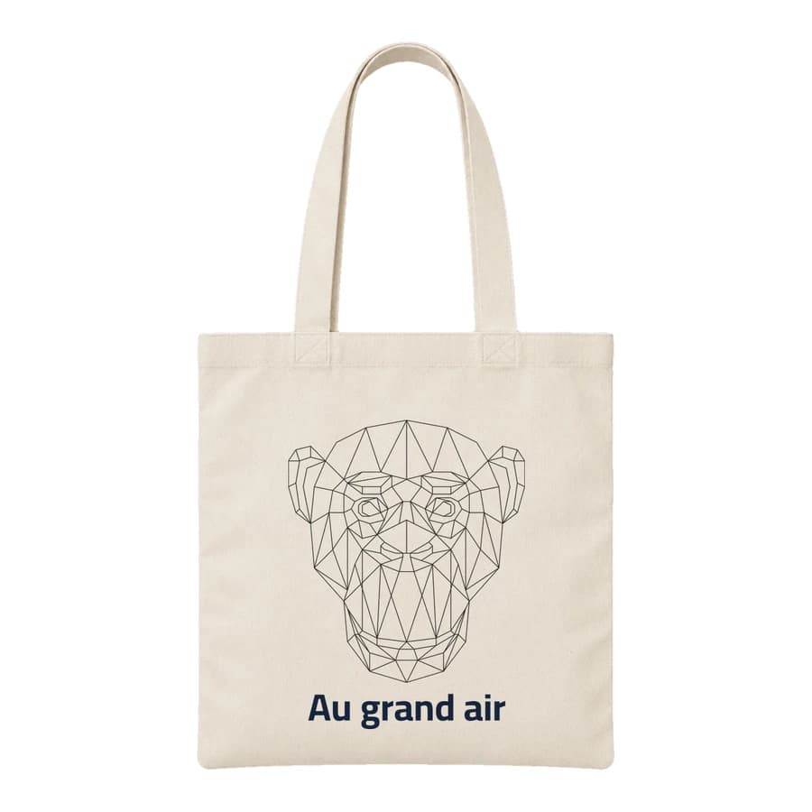 Tote bag — Singe · Lignes géométriques — Devant — Naturel